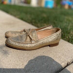 J. Crew Gold Loafers